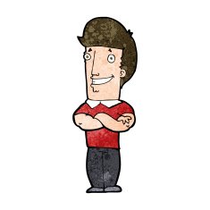 cartoon man with folded arms grinning N9