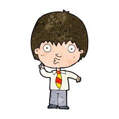cartoon school boy answering question N41