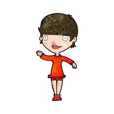 cartoon waving woman N116