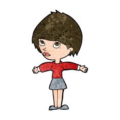cartoon woman with open arms N79
