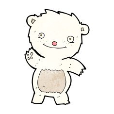 cartoon waving polar bear cub N19
