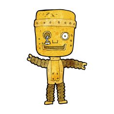 cartoon funny gold robot N7