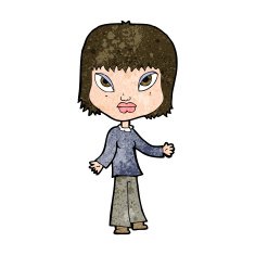 cartoon woman with open arms N80