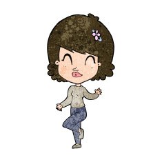 cartoon pretty woman dancing N16