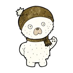 cartoon cute polar bear in winter hat and scarf N3