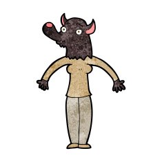 cartoon friendly werewolf woman N5
