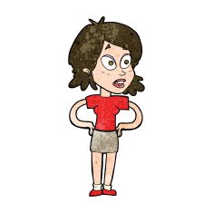 cartoon woman with hands on hips N179
