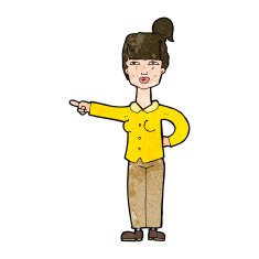 cartoon woman pointing N180