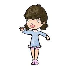 Cartoon Woman Waving N279