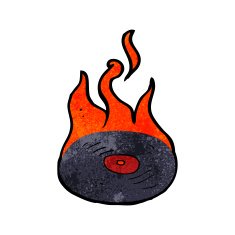 cartoon burning vinyl record N3
