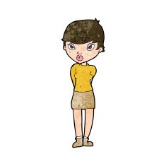 cartoon shy woman N41