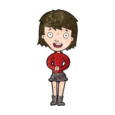 cartoon excited woman N113