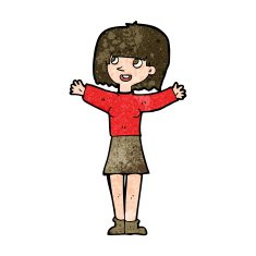 cartoon excited woman N114