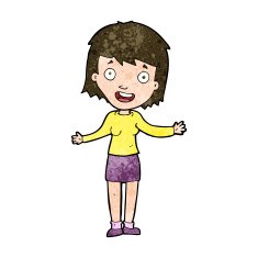 cartoon excited woman N116