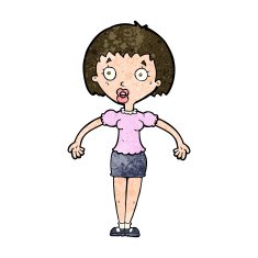 cartoon confused woman shrugging shoulders N8