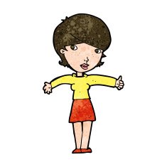 cartoon woman giving thumbs up symbol N57