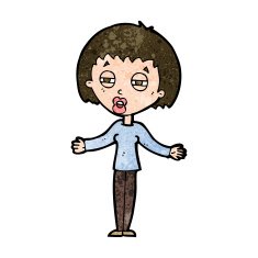cartoon suspicious woman N17