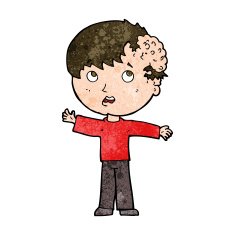 cartoon boy with growth on head N32