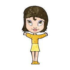 cartoon woman with open arms N82