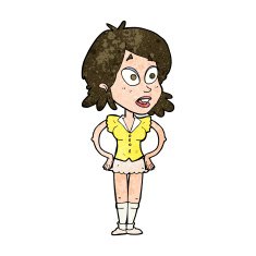 cartoon woman with hands on hips N182