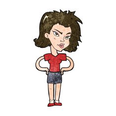 cartoon woman with hands on hips N183