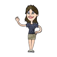 Cartoon Woman Waving N286