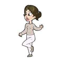 cartoon friendly woman waving N42