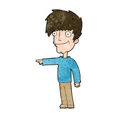 cartoon happy man pointing N53