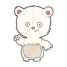 cartoon polar bearcub waving N6