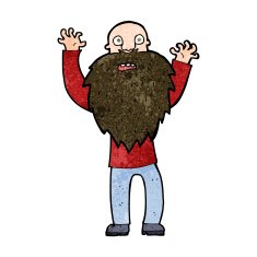 cartoon frightened old man with beard N9