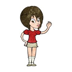 cartoon pretty woman waving N76