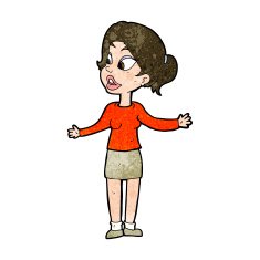 cartoon pretty woman explaining something N9