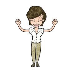 cartoon pretty woman with hands in air N8