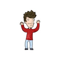 cartoon frightened man N88
