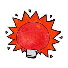 cartoon flashing red light bulb N5