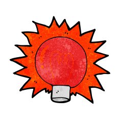cartoon flashing red light bulb N6