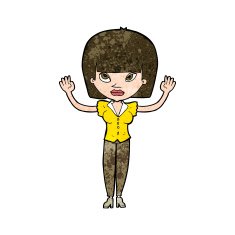 cartoon woman with raised hands N8