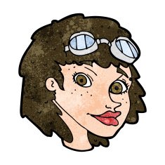 cartoon happy woman wearing aviator goggles N9