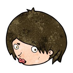 cartoon female face with raised eyebrow N8