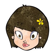 cartoon happy female face N153