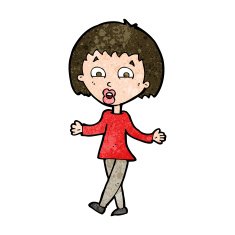 cartoon woman shrugging shoulders N413