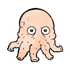 cartoon alien squid face N25