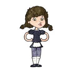 cartoon happy waitress woman N7