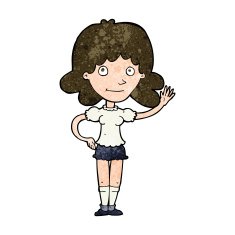 Cartoon Woman Waving N288