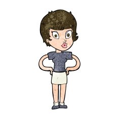 cartoon woman with hands on hips N186