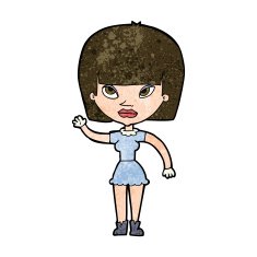 Cartoon Woman Waving N289