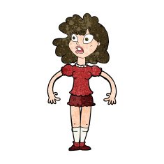 cartoon pretty girl with shocked expression N8