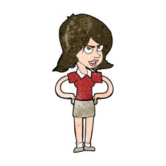 cartoon annoyed woman with hands on hips N8