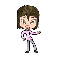 cartoon relaxed woman pointing N8