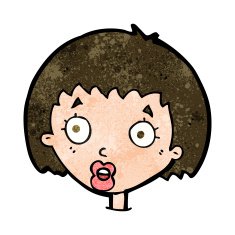 cartoon surprised female face N55